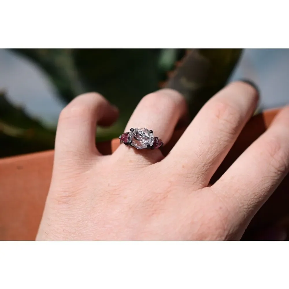 Alternative engagement ring pink tourmaline clear lake county diamond